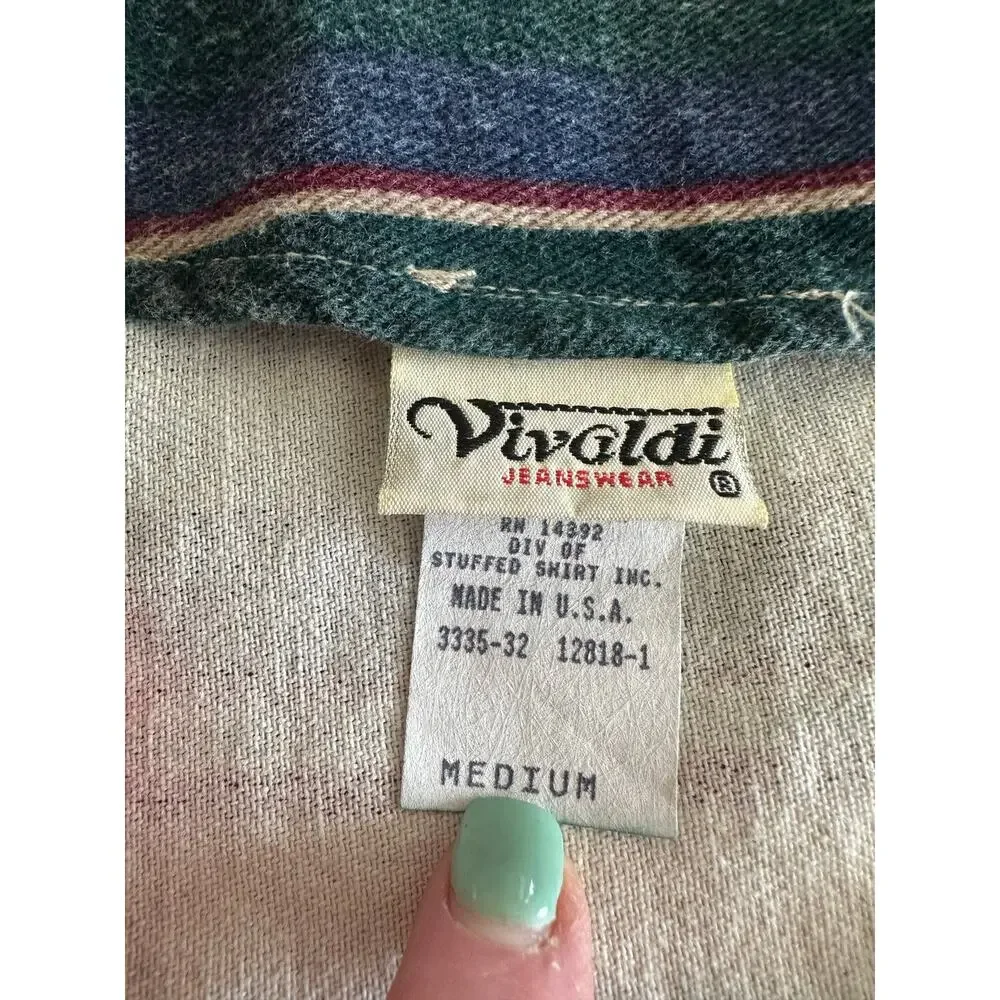 Vintage Southwestern Stripe Vest Women’s Button Front Boho 
Western 90’s USA Med - Picture 4 of 7